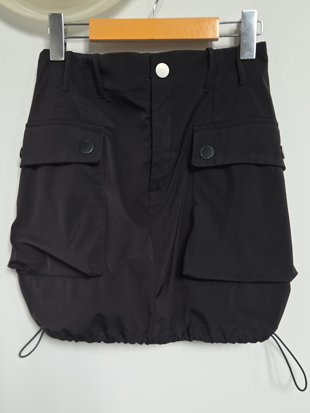 Zara Black Cargo Mini Skirt with Drawstring Hem